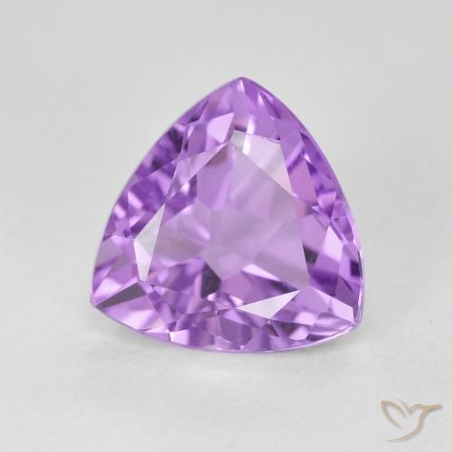 3.08 ct Violet Amethyst Stone, Natural Amethyst in Trillion Facet Shape for Sale