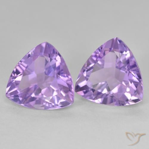 5.84 ctw Violet Amethyst Stones, Natural Amethyst in Trillion Facet Shape for Sale