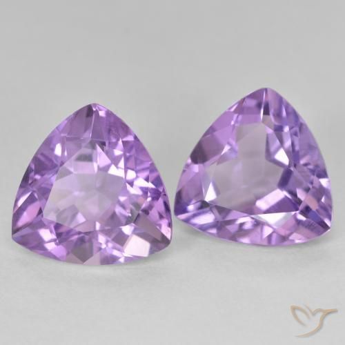 5.71 ctw Violet Amethyst Stones, Natural Amethyst in Trillion Facet Shape for Sale