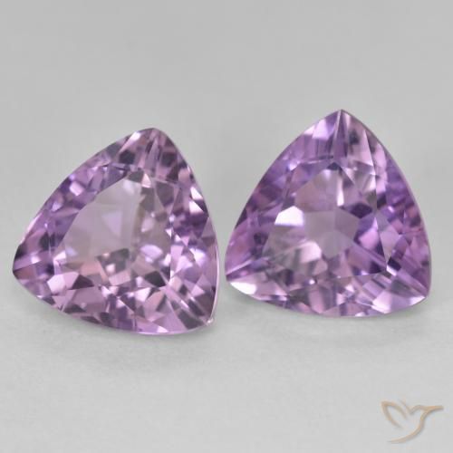 5.70 ctw Violet Amethyst Stones, Natural Amethyst in Trillion Facet Shape for Sale