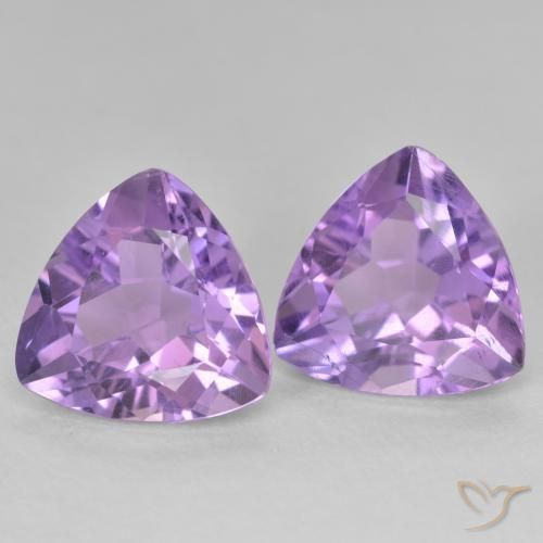 5.73 ctw Violet Amethyst Stones, Natural Amethyst in Trillion Facet Shape for Sale