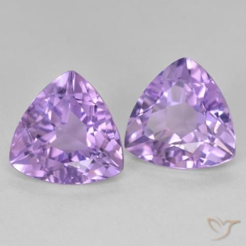5.59 ctw Violet Amethyst Stones, Natural Amethyst in Trillion Facet Shape for Sale