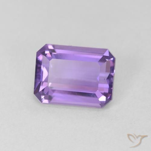 2.34 ct Violet Amethyst Stone, Natural Amethyst in Octagon Step Cut Shape for Sale