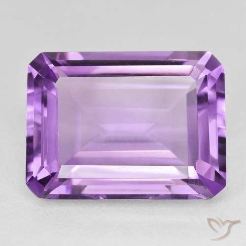 21.63ct Natural Medium Light Purplish-Violet Amethyst, Emerald Cut, VVS