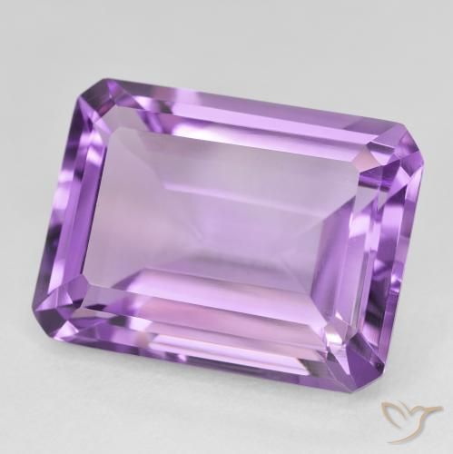 21.63 ct Violet Amethyst Stone, Natural Amethyst in Octagon Step Cut Shape for Sale