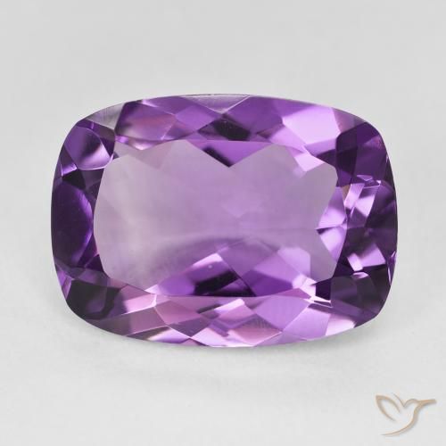11.38ct Natural Medium Light Purplish-Violet Amethyst, Cushion, VVS