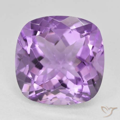 12.98ct Natural Medium Light Purplish-Violet Amethyst, Cushion, VVS