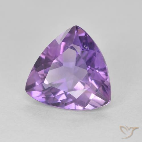 2.72 ct Violet Amethyst Stone, Natural Amethyst in Trillion Facet Shape for Sale