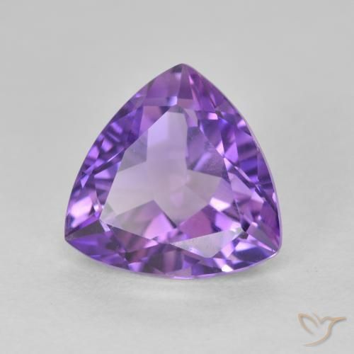 3.09 ct Violet Amethyst Stone, Natural Amethyst in Trillion Facet Shape for Sale