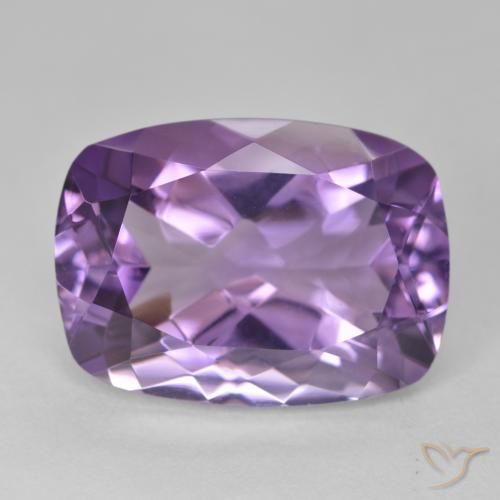 12.98ct Natural Medium Light Purplish-Violet Amethyst, Cushion, VVS