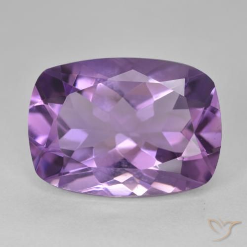 12.28ct Natural Medium Light Purplish-Violet Amethyst, Cushion, VVS