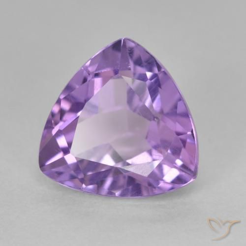3.14 ct Violet Amethyst Stone, Natural Amethyst in Trillion Facet Shape for Sale