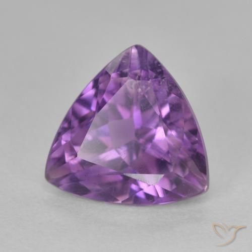 2.83 ct Violet Amethyst Stone, Natural Amethyst in Trillion Facet Shape for Sale
