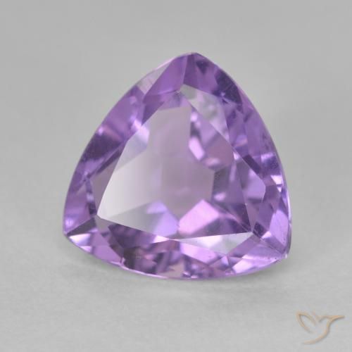 2.82 ct Violet Amethyst Stone, Natural Amethyst in Trillion Facet Shape for Sale