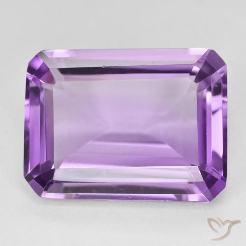 18.56ct Natural Medium Light Purplish-Violet Amethyst, Emerald Cut, VVS