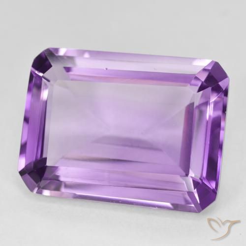 18.56 ct Violet Amethyst Stone, Natural Amethyst in Octagon Step Cut Shape for Sale