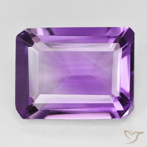18.23ct Natural Medium Purplish Violet Amethyst, Emerald Cut, VVS
