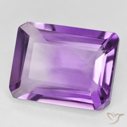 18.23 ct Violet Amethyst Stone, Natural Amethyst in Octagon Step Cut Shape for Sale