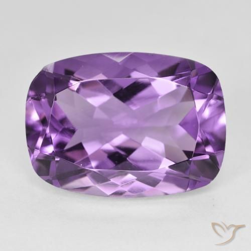 12.87ct Natural Medium Light Purplish-Violet Amethyst, Cushion, VVS