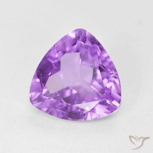 2.54 ct Violet Amethyst Stone, Natural Amethyst in Trillion Facet Shape for Sale