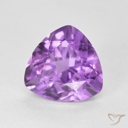 3.13 ct Violet Amethyst Stone, Natural Amethyst in Trillion Facet Shape for Sale