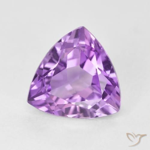 3.16 ct Violet Amethyst Stone, Natural Amethyst in Trillion Facet Shape for Sale