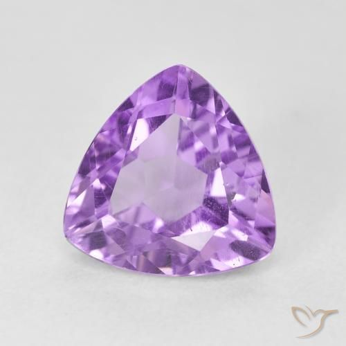3.19 ct Violet Amethyst Stone, Natural Amethyst in Trillion Facet Shape for Sale