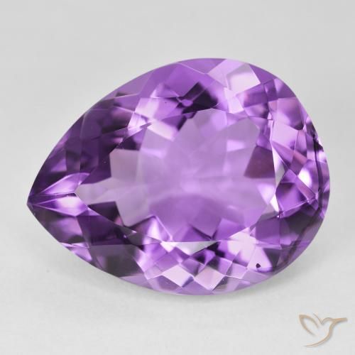 16.83 ct Violet Amethyst Stone, Natural Amethyst in Pear Facet Shape for Sale