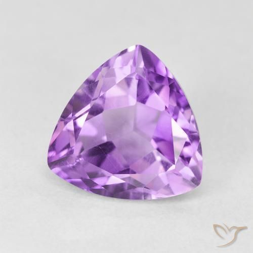 3.16 ct Violet Amethyst Stone, Natural Amethyst in Trillion Facet Shape for Sale