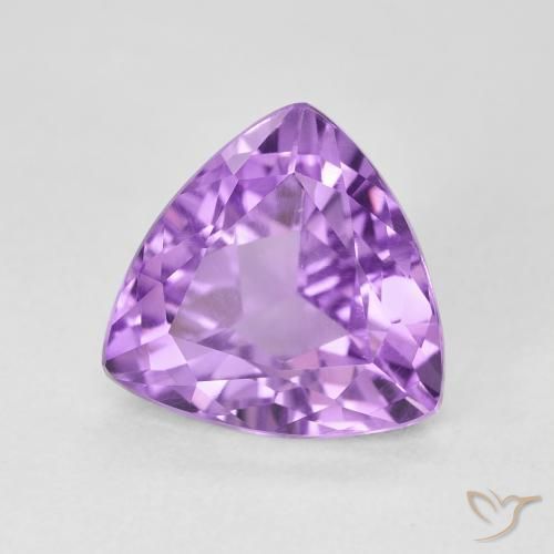 2.98 ct Violet Amethyst Stone, Natural Amethyst in Trillion Facet Shape for Sale