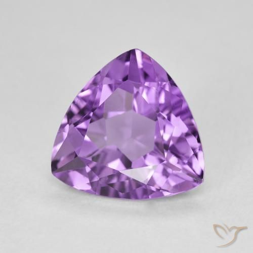 2.78 ct Violet Amethyst Stone, Natural Amethyst in Trillion Facet Shape for Sale