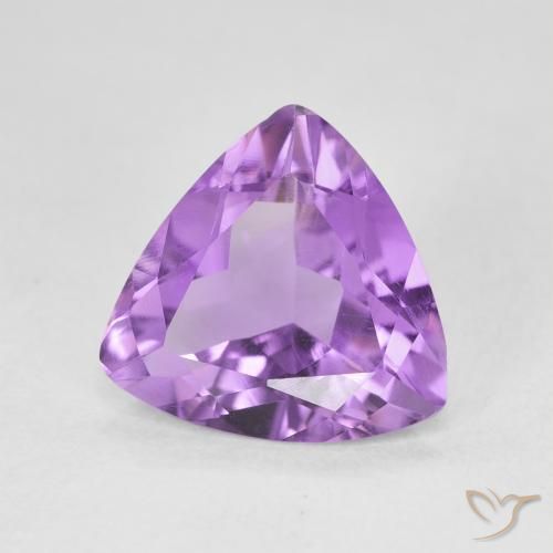 2.41 ct Violet Amethyst Stone, Natural Amethyst in Trillion Facet Shape for Sale