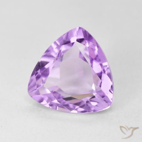 3.14 ct Violet Amethyst Stone, Natural Amethyst in Trillion Facet Shape for Sale