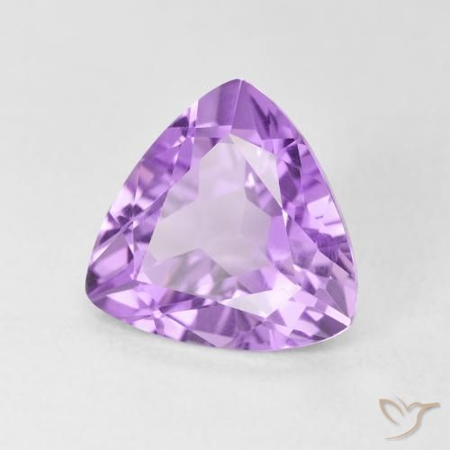 2.86 ct Violet Amethyst Stone, Natural Amethyst in Trillion Facet Shape for Sale