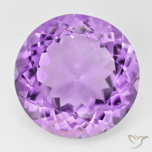 25.41 ct Violet Amethyst Stone, Natural Amethyst in Round Facet Shape for Sale
