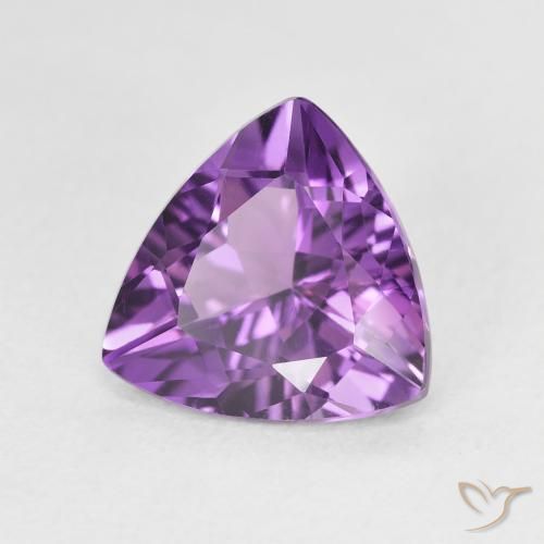 2.61 ct Violet Amethyst Stone, Natural Amethyst in Trillion Facet Shape for Sale
