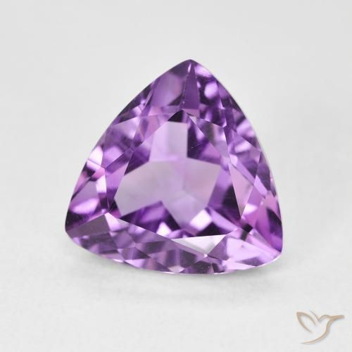2.96 ct Violet Amethyst Stone, Natural Amethyst in Trillion Facet Shape for Sale
