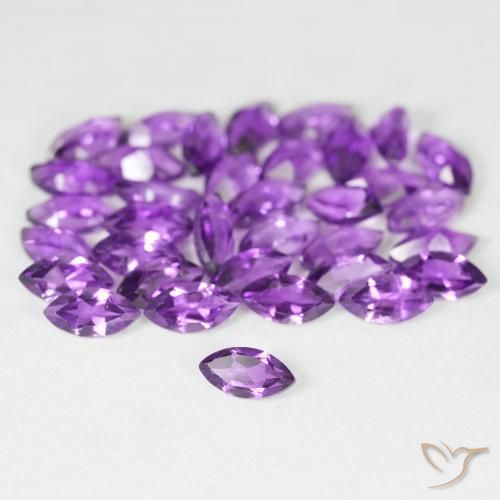 5.38 ctw Violet Amethyst Stones, Natural Amethyst in Marquise Facet Shape for Sale