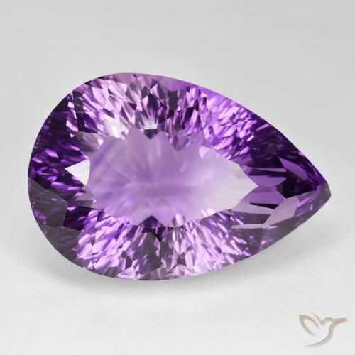 79.45 ct Violet Amethyst Stone, Natural Amethyst in Pear Concave Cut Shape for Sale