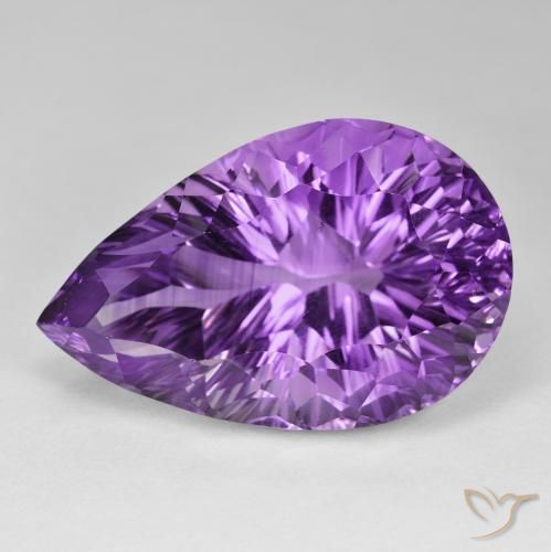 86.75ct Natural Medium Violet Amethyst, Pear Shape, VVS