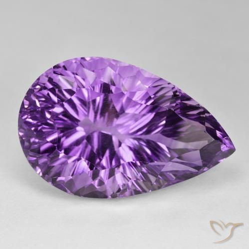 86.75 ct Violet Amethyst Stone, Natural Amethyst in Pear Concave Cut Shape for Sale