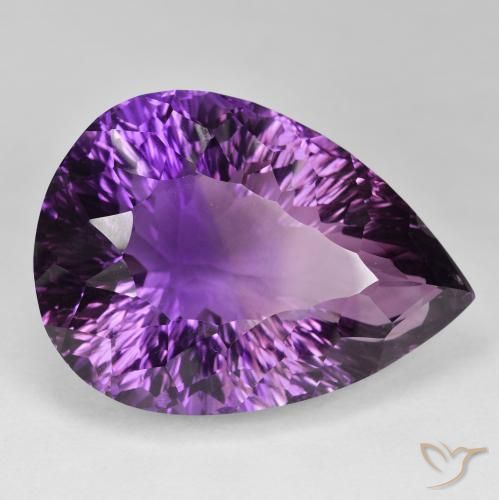 94.41 ct Violet Amethyst Stone, Natural Amethyst in Pear Concave Cut Shape for Sale