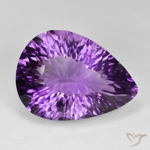 57.88 ct Violet Amethyst Stone, Natural Amethyst in Pear Concave Cut Shape for Sale