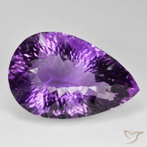 93.36 ct Violet Amethyst Stone, Natural Amethyst in Pear Concave Cut Shape for Sale