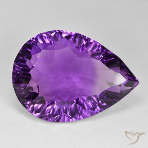 59.23 ct Violet Amethyst Stone, Natural Amethyst in Pear Concave Cut Shape for Sale