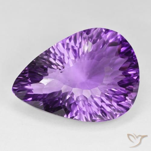 66.10 ct Violet Amethyst Stone, Natural Amethyst in Pear Concave Cut Shape for Sale