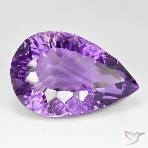 62.94 ct Violet Amethyst Stone, Natural Amethyst in Pear Concave Cut Shape for Sale