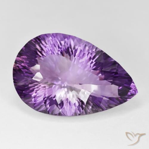 64.82 ct Violet Amethyst Stone, Natural Amethyst in Pear Concave Cut Shape for Sale