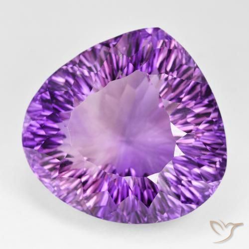 139.93 ct Violet Amethyst Stone, Natural Amethyst in Pear Concave Cut Shape for Sale