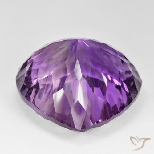 Amethyst Gemstone in 35.6 x 34 mm Size for Sale, Amethyst Stone in Medium Dark-Violet Color
